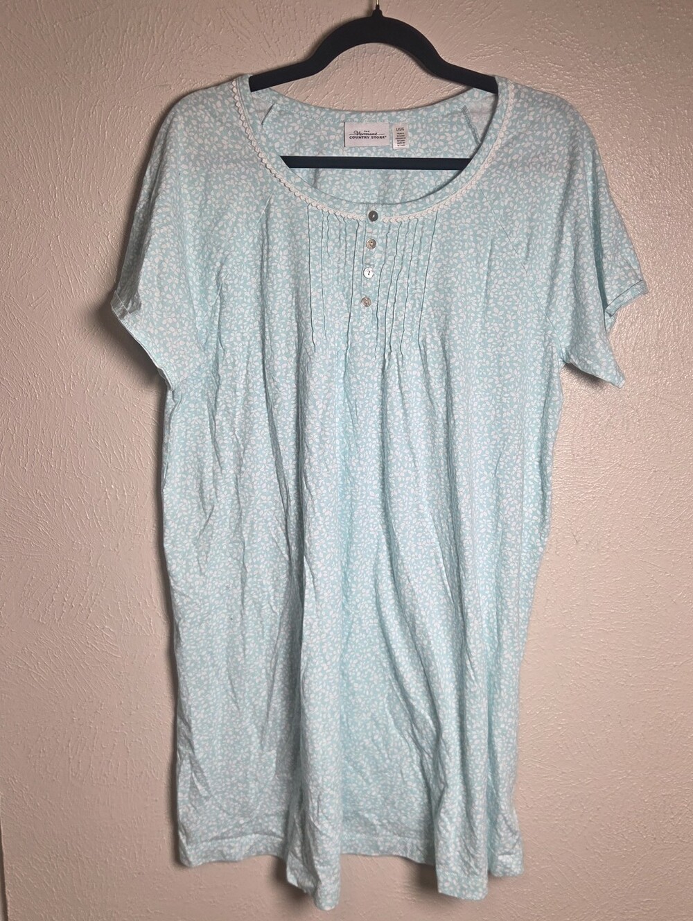 Vermont Country Store Nightgown Sleeping PJ Cottage Classic Feminine Blue Large